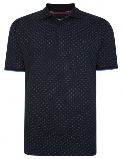 Kam Jeans 5455 Dobby Print Polo Black - Polo krekli - Polo krekli - 2XL-8XL
