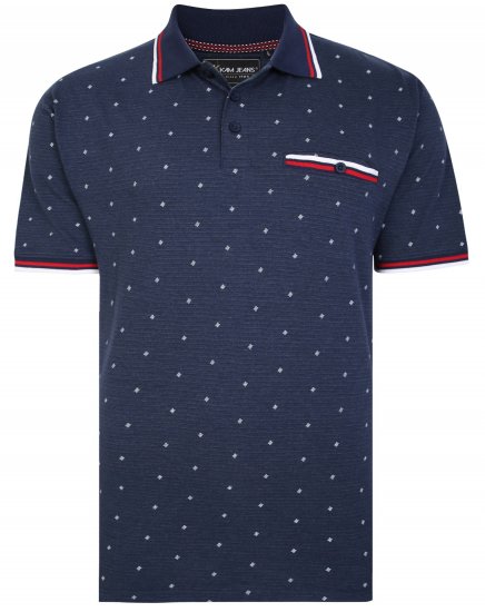 Kam Jeans 5456 Drop Needle Jersey Polo with Dobby Print - Polo krekli - Polo krekli - 2XL-8XL