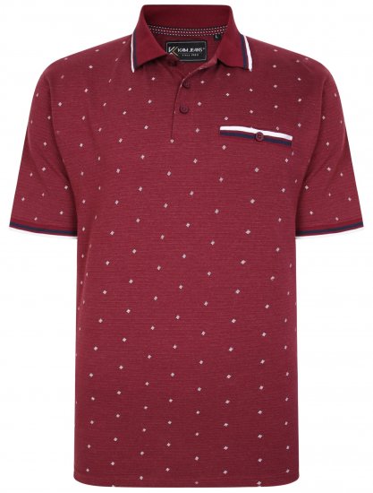 Kam Jeans 5456 Drop Needle Jersey Polo with Dobby Print Burgundy - Polo krekli - Polo krekli - 2XL-8XL