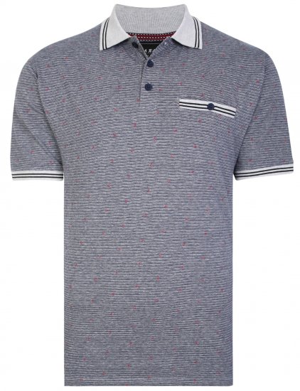 Kam Jeans 5456 Drop Needle Jersey Polo with Dobby Print Grey - Polo krekli - Polo krekli - 2XL-8XL