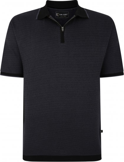 Kam Jeans 5492 Jersey Weave Pattern 1/4 Zip Polo Black - Polo krekli - Polo krekli - 2XL-8XL