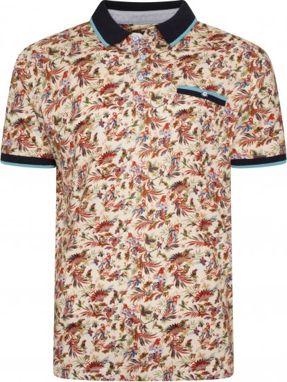 Kam Jeans 5493 All Over Parrot Print Polo Ecru - Polo krekli - Polo krekli - 2XL-8XL