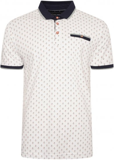 Kam Jeans 5503 Jersey Polo with All Over Geo Print White - Polo krekli - Polo krekli - 2XL-8XL
