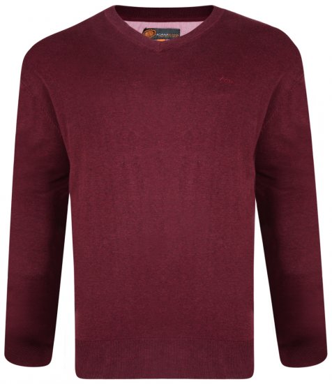 Kam Jeans Trikotāžas Džemperis ar V-veida Izgriezumu Tumši Sarkans - Džemperi un džemperi ar kapuci - Džemperi - 2XL-14XL