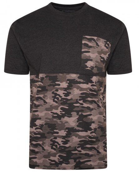 Kam Jeans 5700 Camo Panelled T-Shirt Charcoal - T-krekli - T-krekli - 2XL-14XL