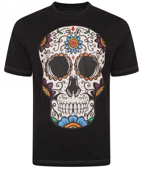 Kam Jeans 5705 Coloured Skull Print Tee Black - T-krekli - T-krekli - 2XL-14XL