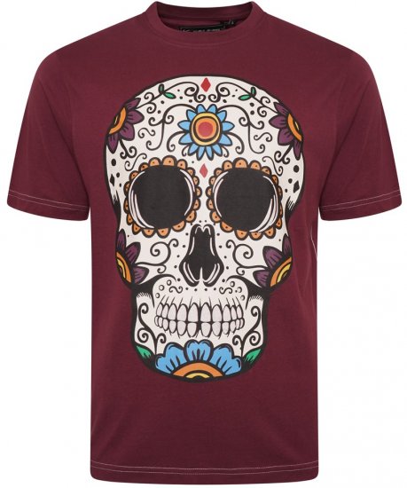 Kam Jeans 5705 Coloured Skull Print Tee Plum - T-krekli - T-krekli - 2XL-14XL
