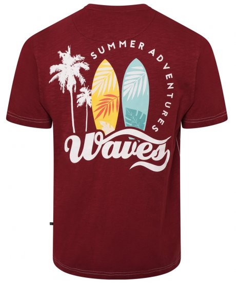 Kam Jeans 5709 Summer Adventure Print Tee Burgundy - T-krekli - T-krekli - 2XL-14XL