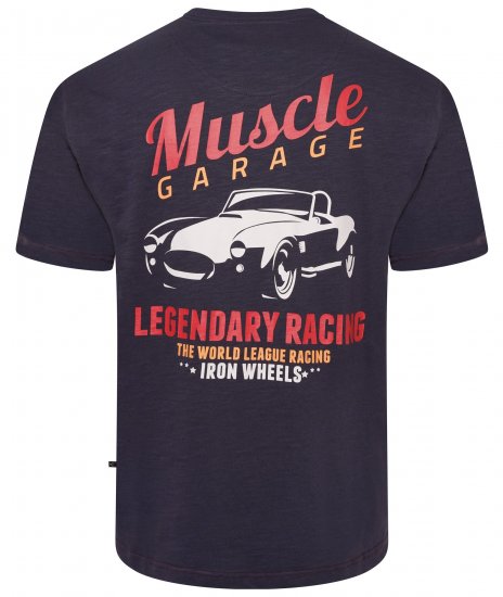 Kam Jeans 5710 Legendary Racing Slub Tee With Back Print Navy - T-krekli - T-krekli - 2XL-14XL
