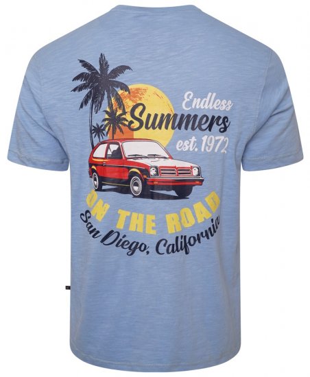 Kam Jeans 5711 Endless Summers Slub Tee With Back Print Blue - T-krekli - T-krekli - 2XL-14XL