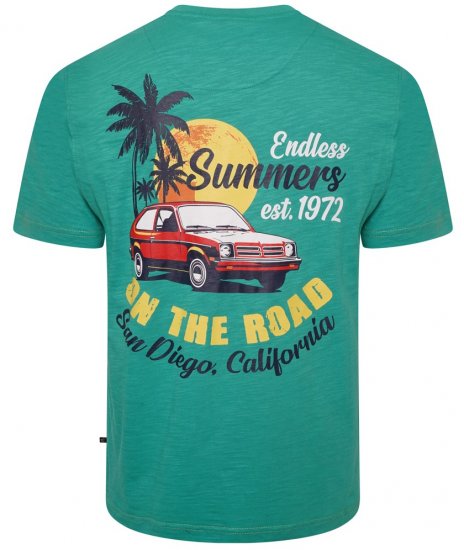 Kam Jeans 5711 Endless Summers Slub Tee With Back Print Emerald - T-krekli - T-krekli - 2XL-14XL