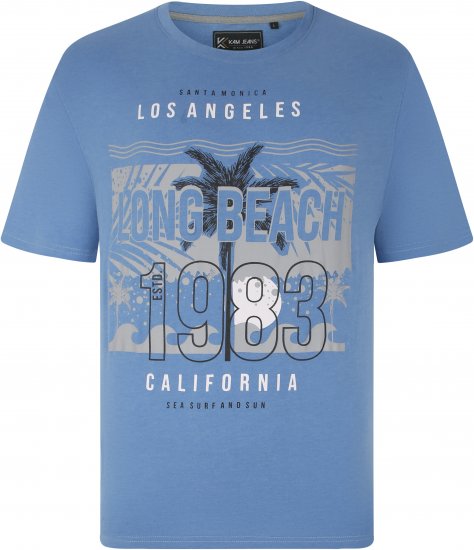 Kam Jeans 5729 Long Beach Print T-Shirt Blue Marl - T-krekli - T-krekli - 2XL-14XL