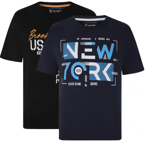 Kam Jeans 5736 NY Print T-Shirts 2-Pack - T-krekli - T-krekli - 2XL-14XL