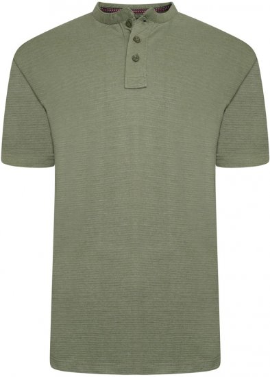 Kam Jeans 5744 Textured Jersey Grandad Top Khaki - Polo krekli - Polo krekli - 2XL-8XL