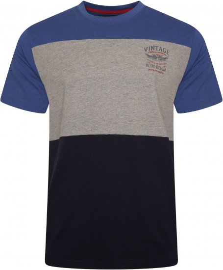 Kam Jeans 5746 Cut & Sew T-Shirt with Print Blue - T-krekli - T-krekli - 2XL-14XL