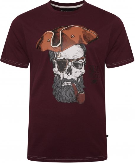 Kam Jeans 5752 Real Pirates Print T-Shirt Dark Red - T-krekli - T-krekli - 2XL-14XL