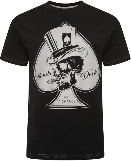 Kam Jeans 5757 Hands on Deck Skull Print T-Shirt Black - T-krekli - T-krekli - 2XL-14XL