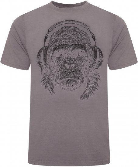Kam Jeans 5759 Stencil Gorilla Print T-Shirt Slate Grey - T-krekli - T-krekli - 2XL-14XL