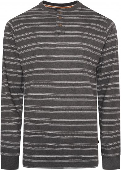 Kam jeans 5761 Embossed Waffle Stripe Long Sleeve Henley Shirt Charcoal - Polo krekli - Polo krekli - 2XL-8XL