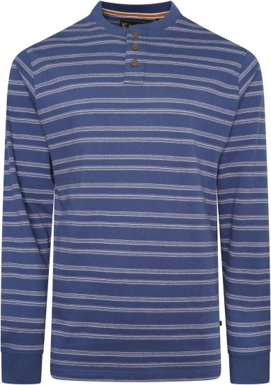 Kam jeans 5761 Embossed Waffle Stripe Long Sleeve Henley Shirt Indigo - Polo krekli - Polo krekli - 2XL-8XL