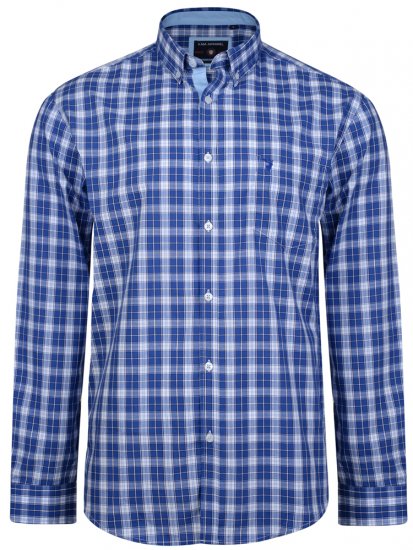 Kam Jeans 6155 Long Sleeve Check Shirt Blue - Krekli - Krekli - 2XL-8XL