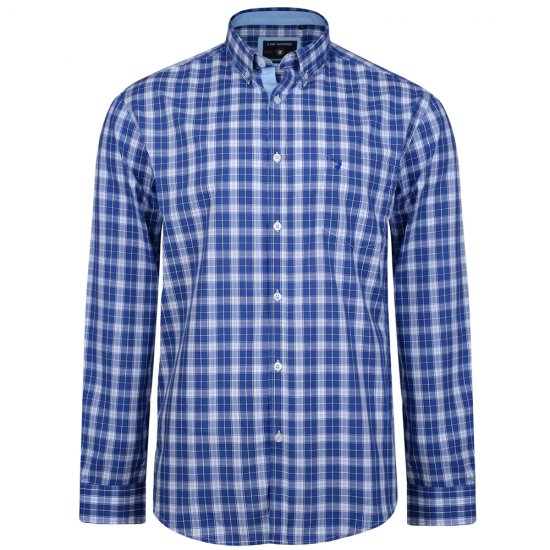 Kam Jeans 6155 Long Sleeve Check Shirt Blue - Krekli - Krekli - 2XL-8XL