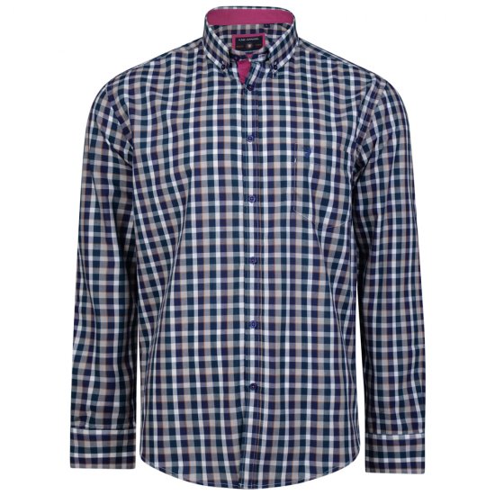 Kam Jeans 6156 Long Sleeve Check Shirt Navy - Krekli - Krekli - 2XL-8XL