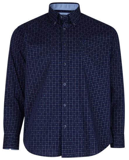 Kam Jeans 6158 Long Sleeve Dobby Embroidery Shirt Navy - Krekli - Krekli - 2XL-8XL