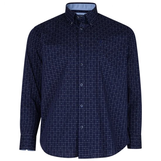 Kam Jeans 6158 Long Sleeve Dobby Embroidery Shirt Navy - Krekli - Krekli - 2XL-8XL