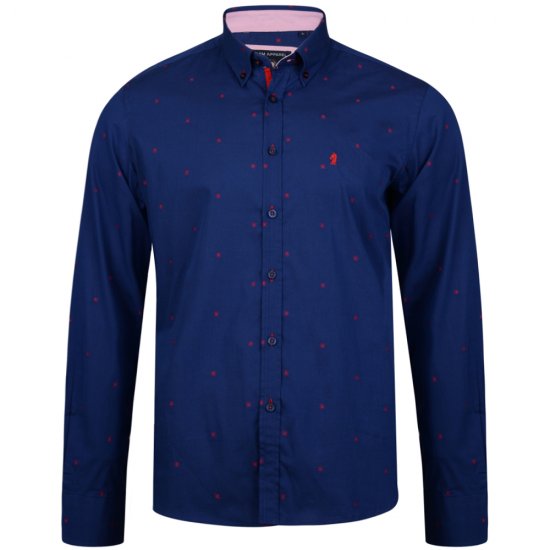 Kam Jeans 6160 Long Sleeve Dobby Print Shirt Twilight Blue - Krekli - Krekli - 2XL-8XL