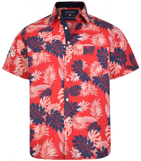 Kam Jeans 6166 Hawaii Shirt Red - Krekli - Krekli - 2XL-8XL