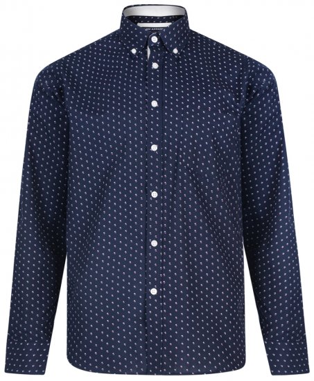Kam Jeans 6176 Long Sleeve Shirt Navy - Krekli - Krekli - 2XL-8XL