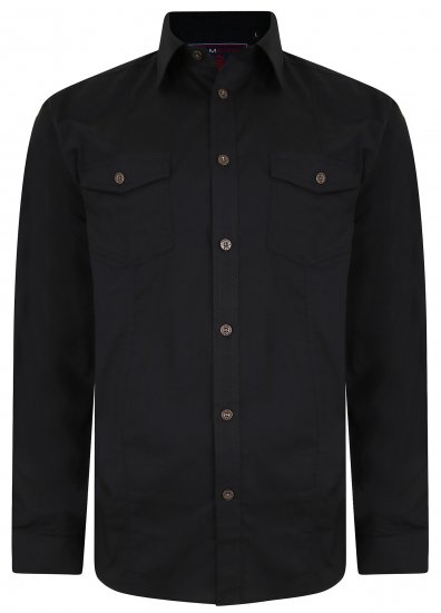 Kam Jeans Retro Long Sleeve Stretch Shirt Black - Krekli - Krekli - 2XL-8XL