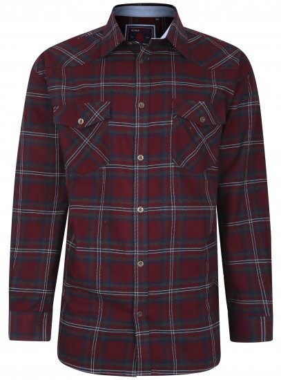 Kam Jeans 6194 Long Sleeve Flannel Shirt Burgundy - Krekli - Krekli - 2XL-8XL