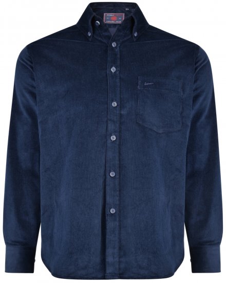 Kam Jeans 6195 Long Sleeve Corduroy Shirt Navy - Krekli - Krekli - 2XL-8XL