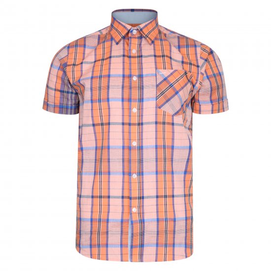 Kam Jeans 6201 Summer Casual Check Shirt Peach - Krekli - Krekli - 2XL-8XL