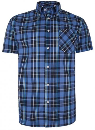 Kam Jeans 6208 SS Casual Check Shirt Denim - Krekli - Krekli - 2XL-8XL