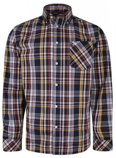 Kam Jeans 6208 LS Casual Check Shirt Navy - Krekli - Krekli - 2XL-8XL