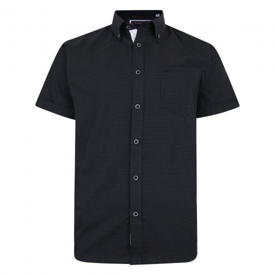 Kam Jeans 6210 SS Dobby Stitch Shirt Black - Liela izmēra apģērbi - Lieli apģērbu izmēri vīriešiem