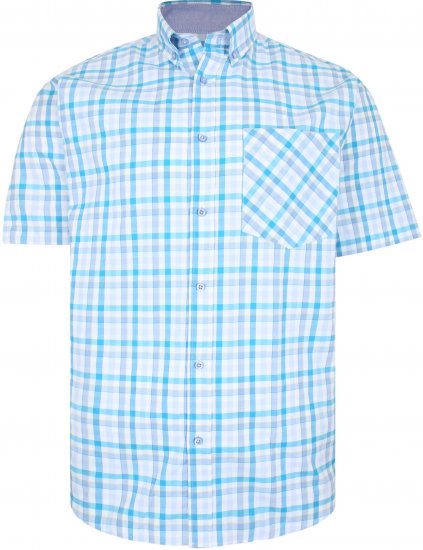 Kam Jeans 6215 Summer Check Shirt Turquoise - Krekli - Krekli - 2XL-8XL