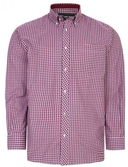 Kam Jeans 6219 LS Mini Gingham Check Shirt Red - Krekli - Krekli - 2XL-8XL