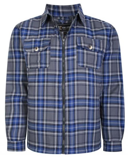 Kam Jeans 6231 Sherpa Lined Flannel Shirt with Zipper Charcoal - Krekli - Krekli - 2XL-8XL