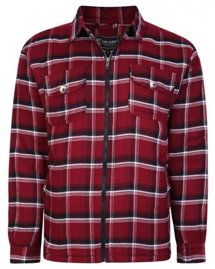 Kam Jeans 6231 Sherpa Lined Flannel Shirt with Zipper Burgundy - Krekli - Krekli - 2XL-8XL