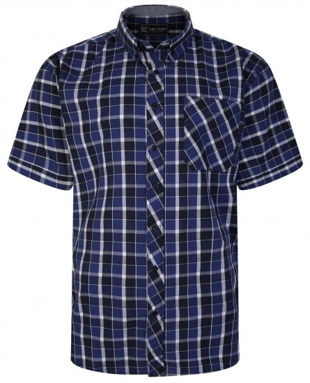 Kam Jeans 6240 SS Check Shirt Navy - Krekli - Krekli - 2XL-8XL