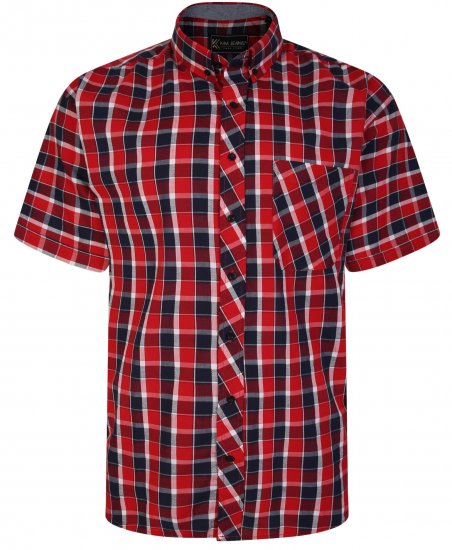 Kam Jeans 6240 SS Check Shirt Red - Krekli - Krekli - 2XL-8XL