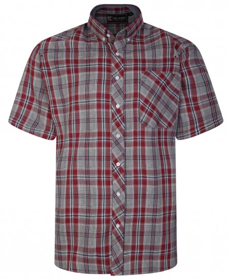 Kam Jeans 6241 SS Check Shirt Burgundy - Krekli - Krekli - 2XL-8XL