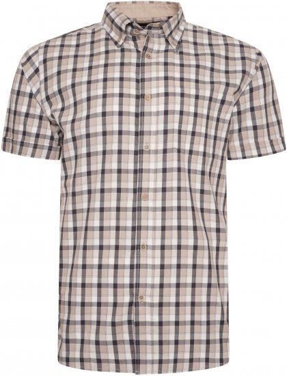 Kam Jeans 6282 Casual SS Check Shirt Beige - Krekli - Krekli - 2XL-8XL