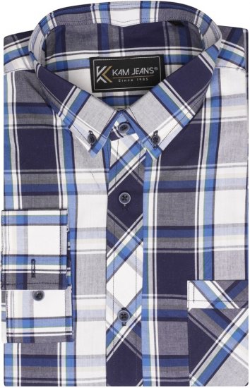 Kam Jeans 6301 LS Casual Check Shirt Navy - Krekli - Krekli - 2XL-8XL