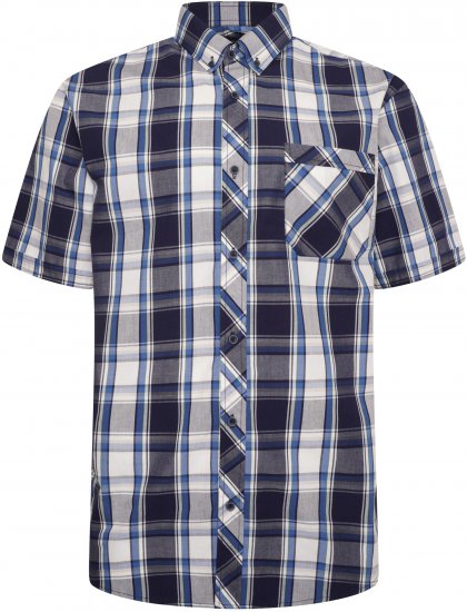Kam Jeans 6301 Casual Check Short Sleeve Shirt Navy - Krekli - Krekli - 2XL-8XL