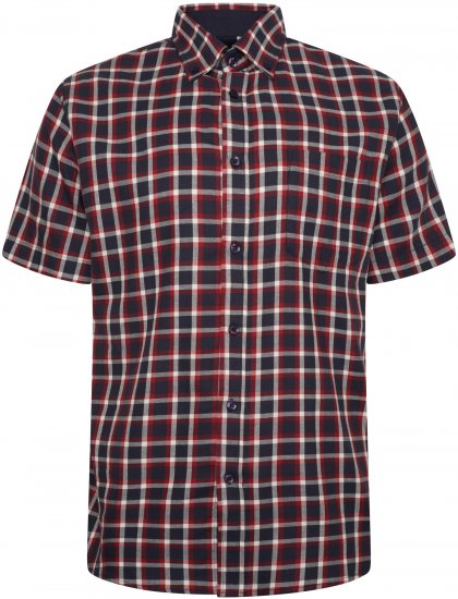 Kam Jeans 6303 Casual Check Short Sleeve Shirt Navy - Krekli - Krekli - 2XL-8XL